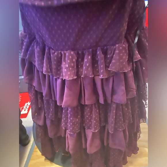 NWT Flamenco Fancy Lace Ensemble Elegant Burgundy Ruffled Skirt Top and belt XL - Picture 11 of 12